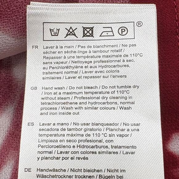 Maje Lipone Swirling Dot Blouse Size Small Chiffon Ruffle Smocked Career Artsy - Picture 13 of 16